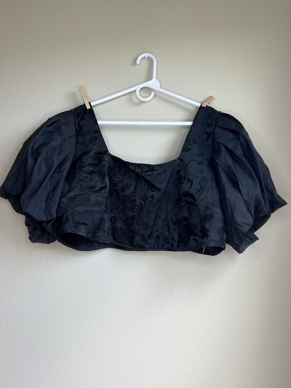 Future Collective Kahlana Barfield Brown Black Puff Sleeve Crop Top 20W 22W 2X